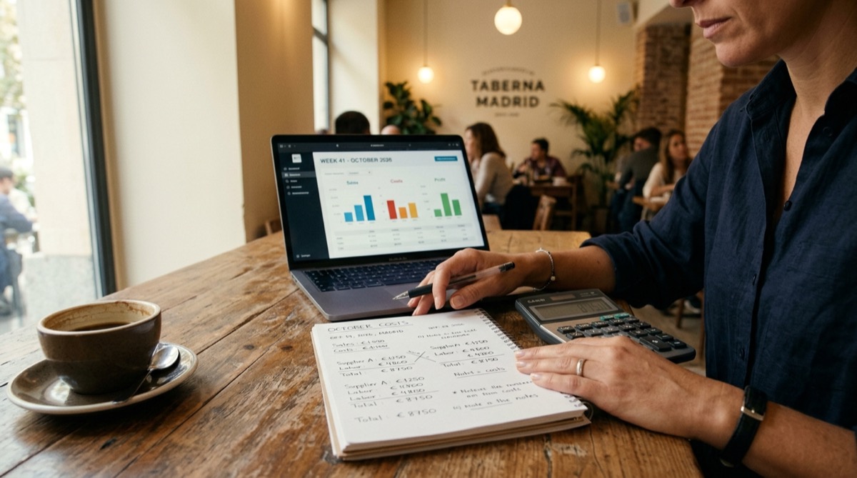Cuadro de mando con los KPIs clave de un restaurante: food cost, coste laboral y márgenes