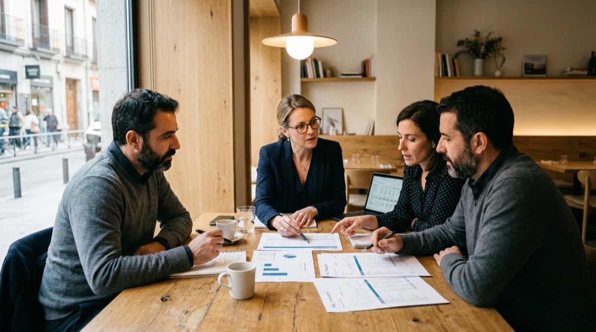 Reunión de diagnóstico de un consultor de restaurantes