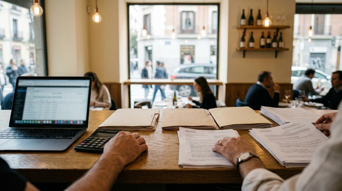 Comparación de varias propuestas de consultoría gastronómica sobre la mesa de un restaurante