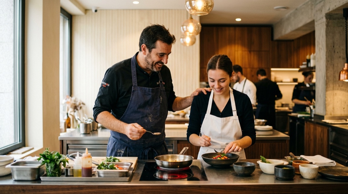 Mentoría y coaching a un cocinero en la cocina